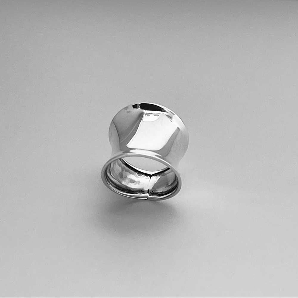 Sterling Silver Concave Ring, Boho Ring, Silver R… - image 5